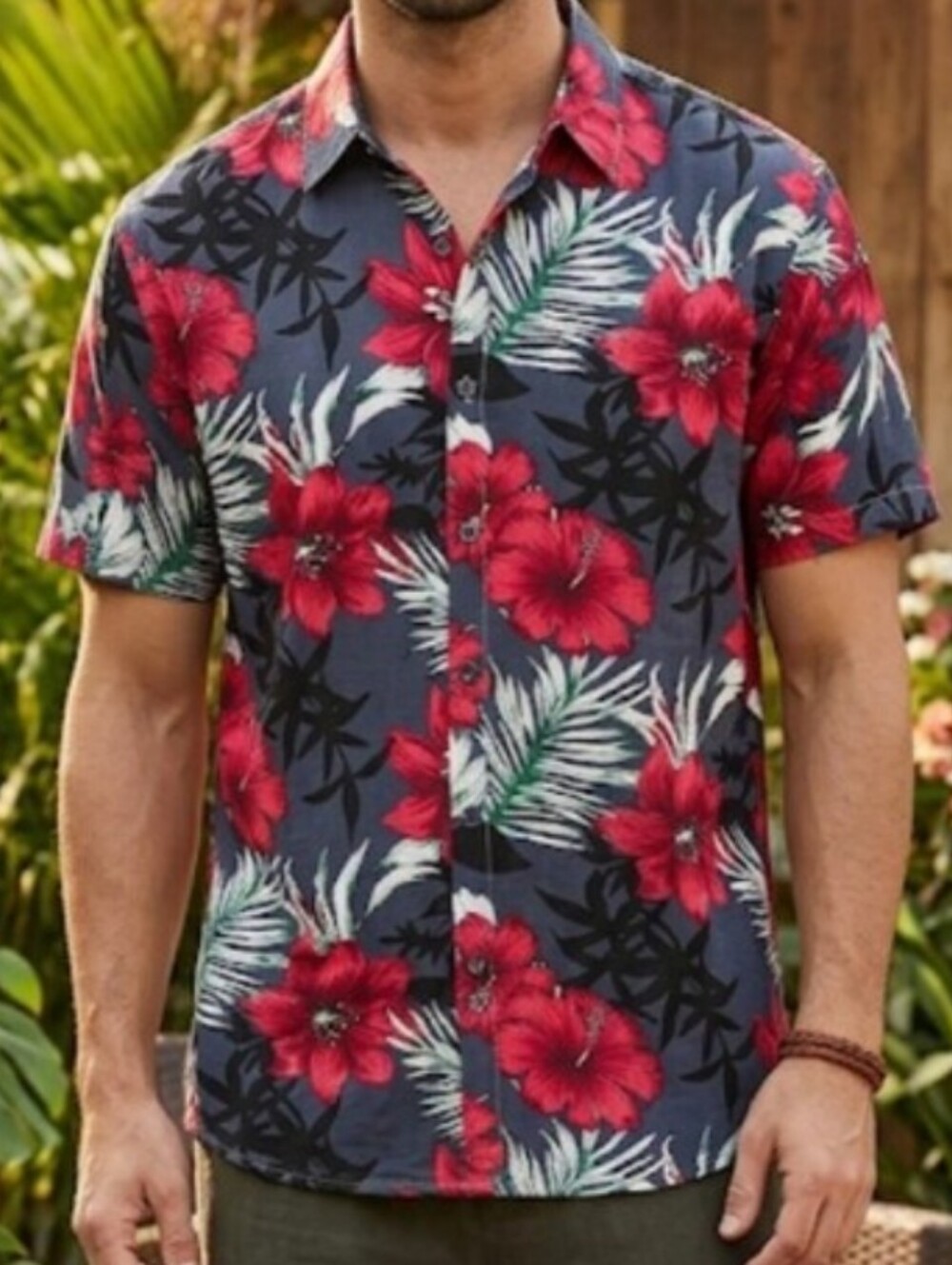 JOGAL Red Floral Button-Up Shirt